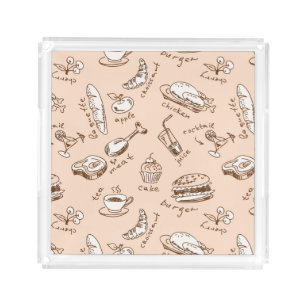 Pattern With Food Acrylic Tray