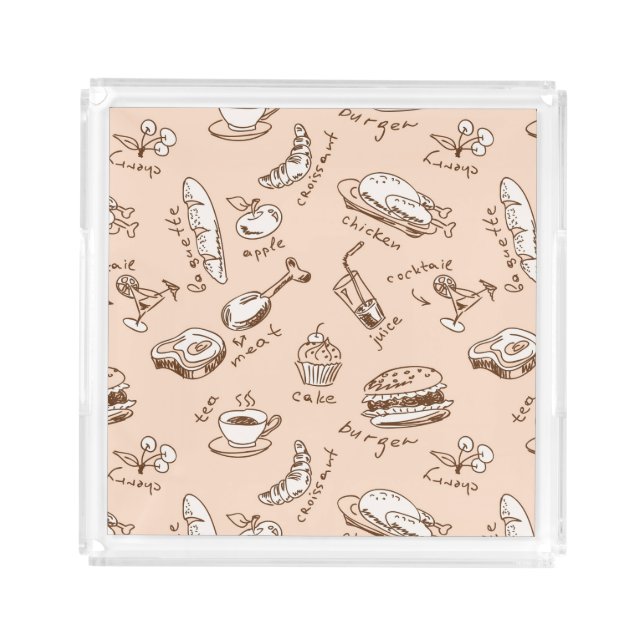 Pattern With Food Acrylic Tray (Front)
