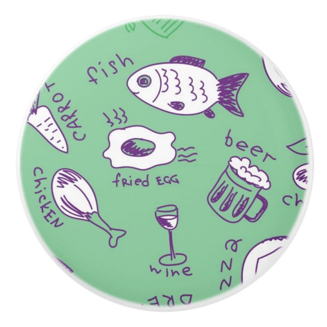 Pattern with Food Ceramic Knob (Front)