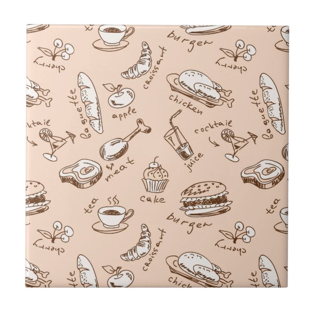 Pattern With Food Ceramic Tile (Front)