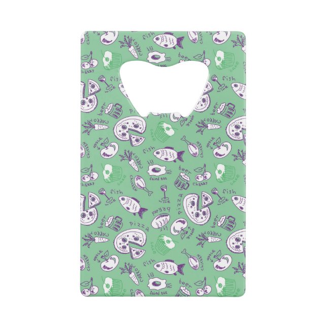 Pattern with Food Credit Card Bottle Opener (Front)