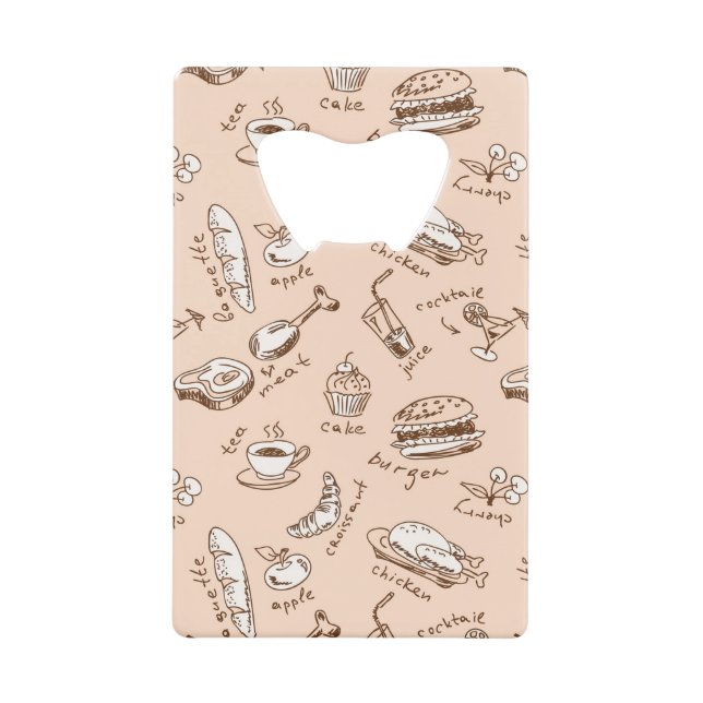 Pattern With Food Credit Card Bottle Opener (Front)