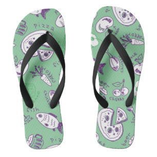 Pattern with Food Flip Flops