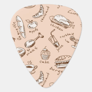 Pattern With Food Guitar Pick