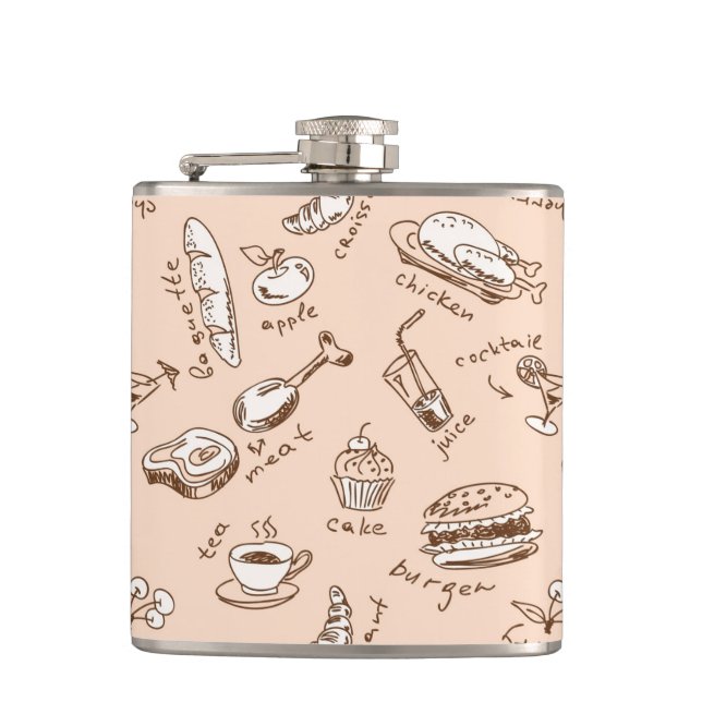 Pattern With Food Hip Flask (Front)