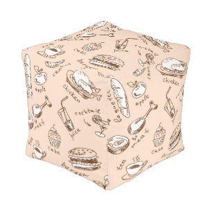 Pattern With Food Pouf