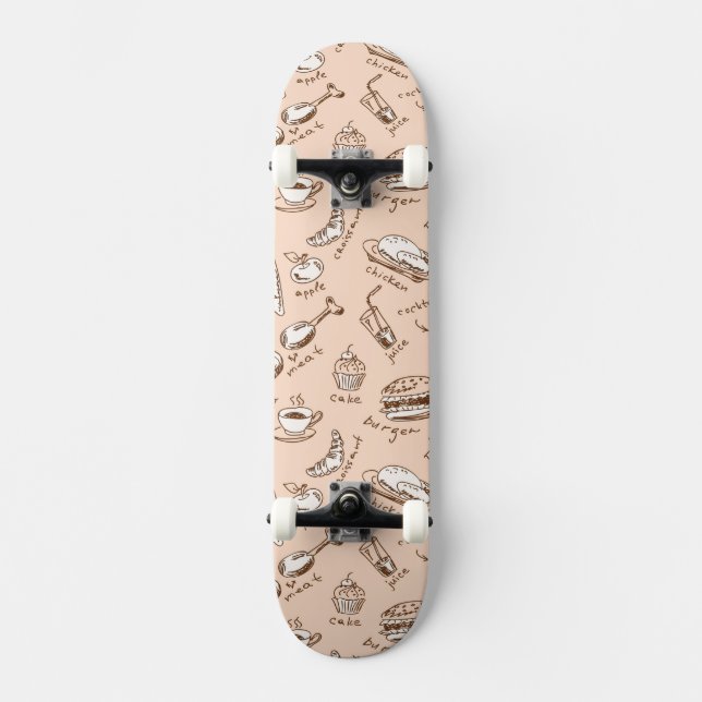 Pattern With Food Skateboard Deck (Front)