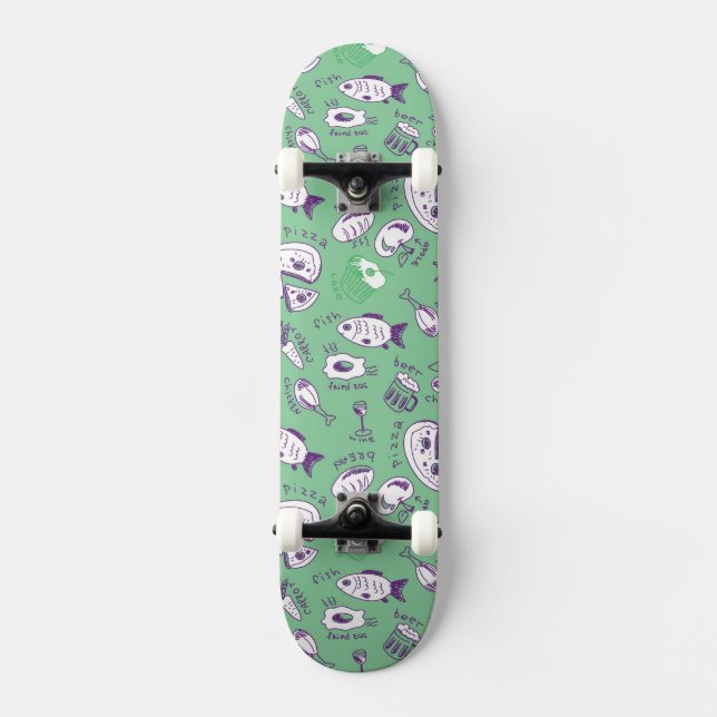 Pattern with Food Skateboard Deck (Front)