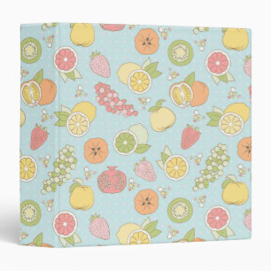 Pattern With Fruits And Berries 3 Ring Binder