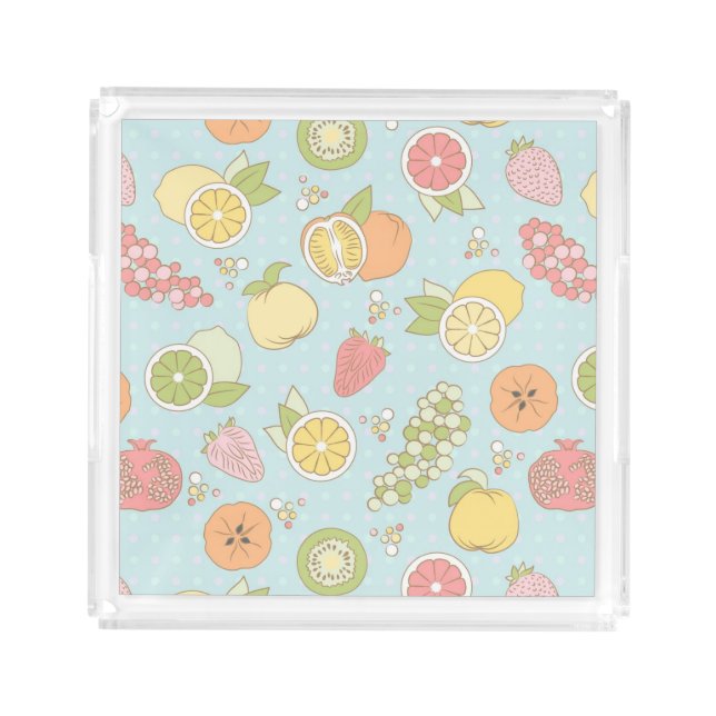 Pattern With Fruits And Berries Acrylic Tray (Front)