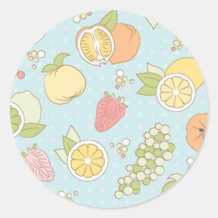 Pattern With Fruits And Berries Classic Round Sticker