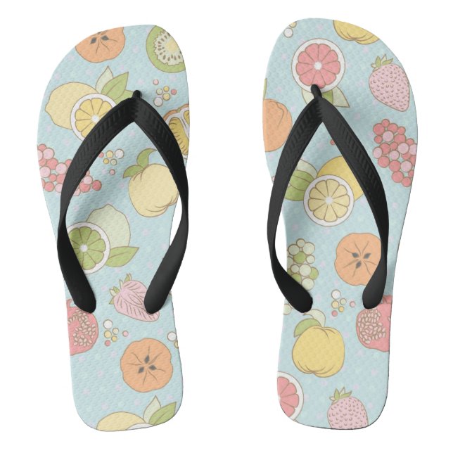 Pattern With Fruits And Berries Flip Flops (Footbed)
