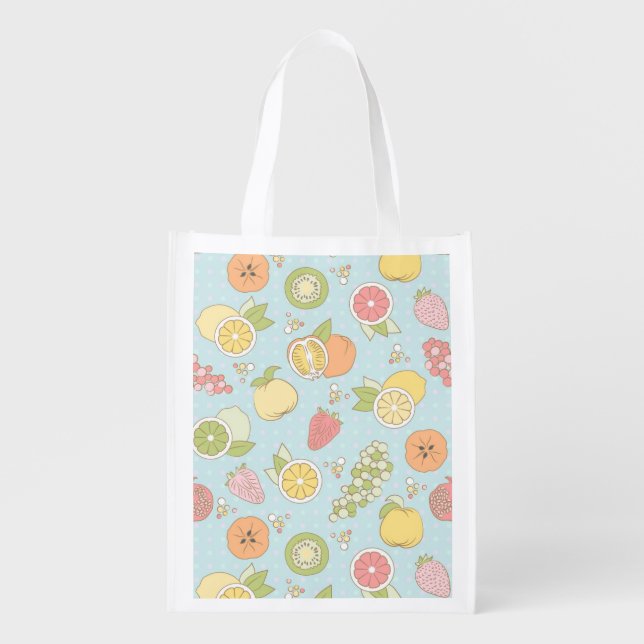 Pattern With Fruits And Berries Grocery Bag (Front)
