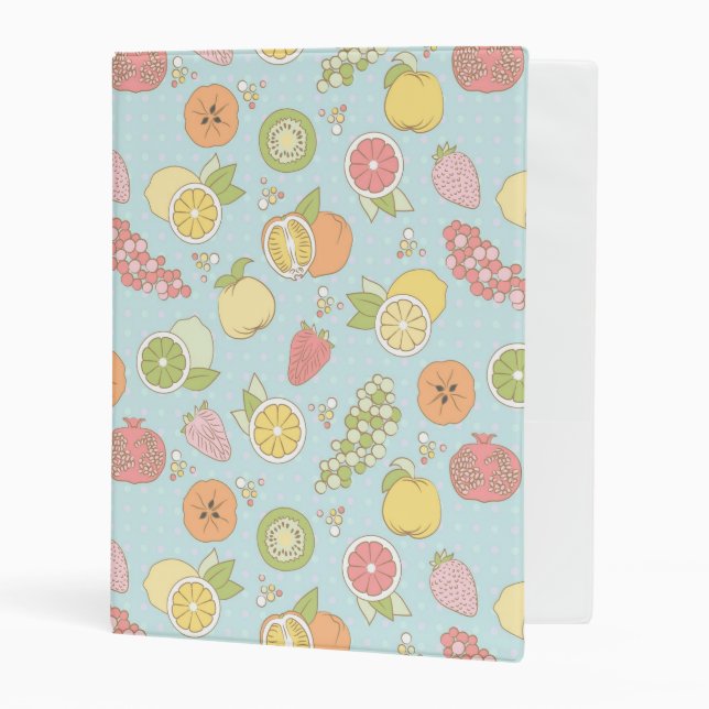 Pattern With Fruits And Berries Mini Binder (Front/Inside)