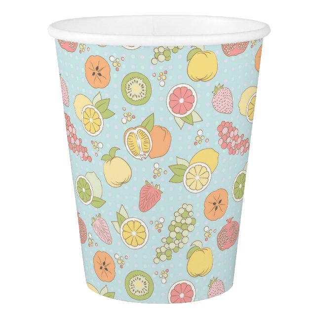 Pattern With Fruits And Berries Paper Cup (Front)
