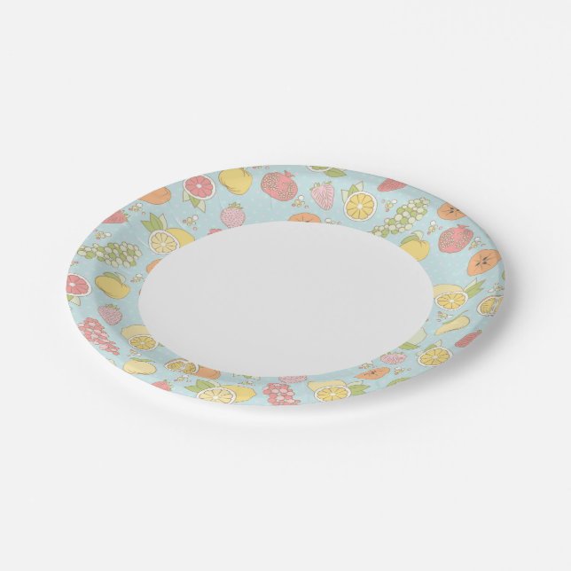 Pattern With Fruits And Berries Paper Plates (Angled)