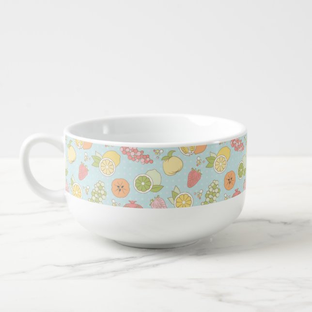 Pattern With Fruits And Berries Soup Mug (Right)