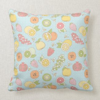 Pattern With Fruits And Berries Throw Pillow