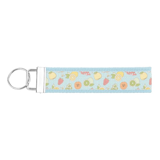 Pattern With Fruits And Berries Wrist Keychain (Keys on Left)