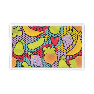 Pattern with fruits and vegetables acrylic tray