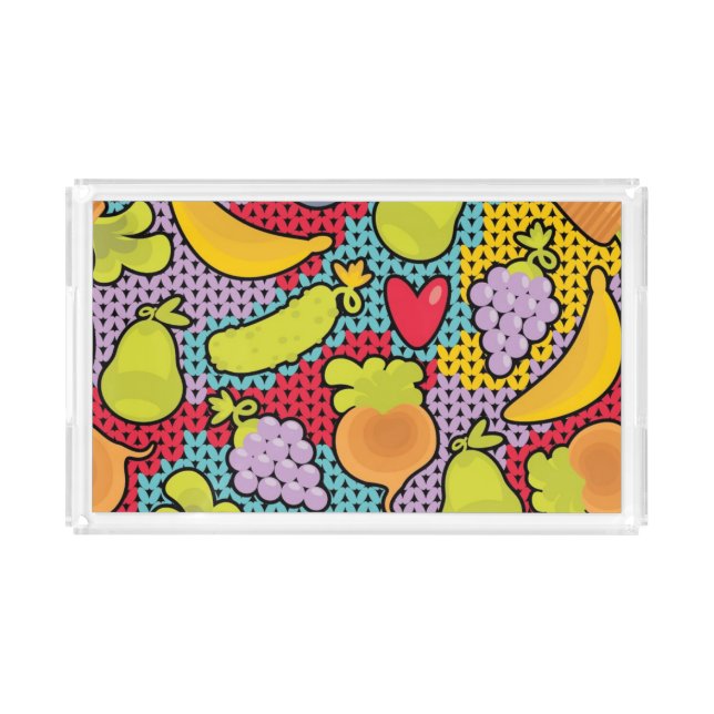 Pattern with fruits and vegetables acrylic tray (Front)