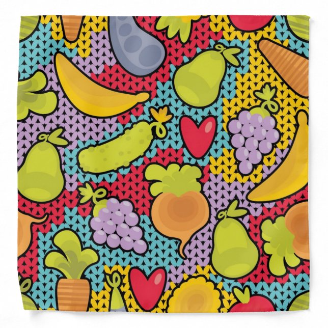 Pattern with fruits and vegetables bandana (Front)