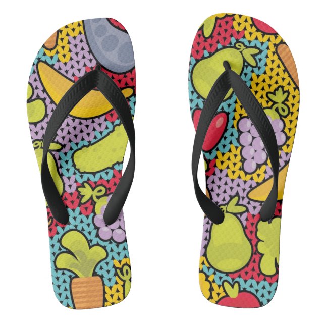 Pattern with fruits and vegetables flip flops (Footbed)