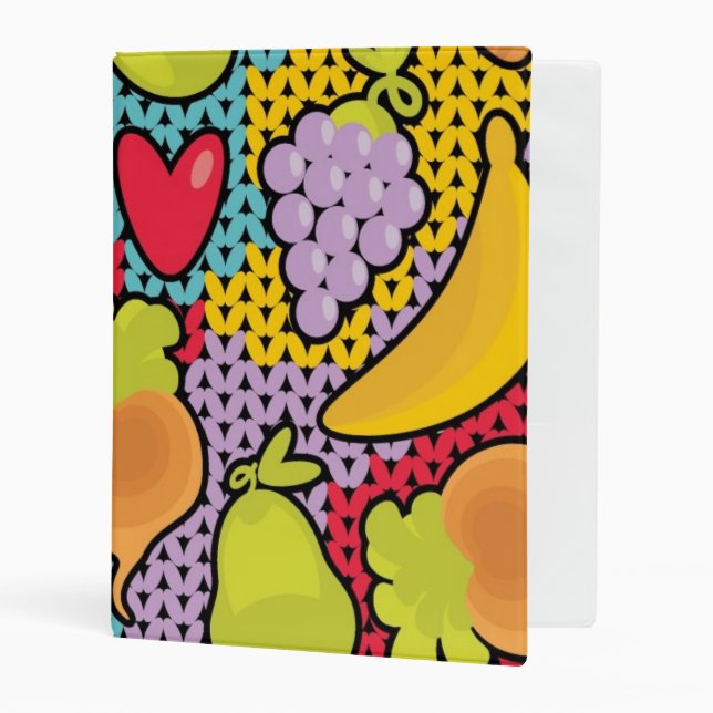 Pattern with fruits and vegetables mini binder (Front/Inside)