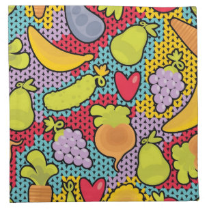 Pattern with fruits and vegetables napkin