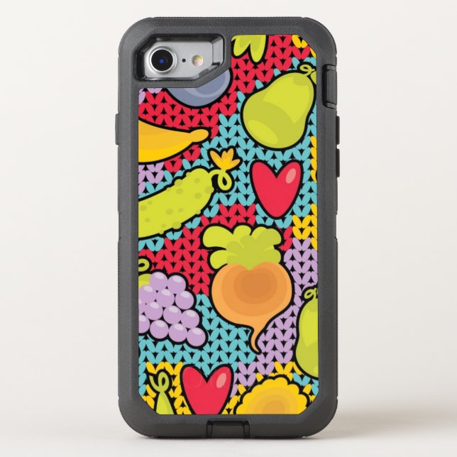 Pattern with fruits and vegetables otterbox iPhone case (Back)
