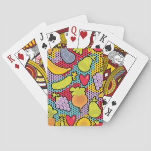 Pattern with fruits and vegetables poker cards