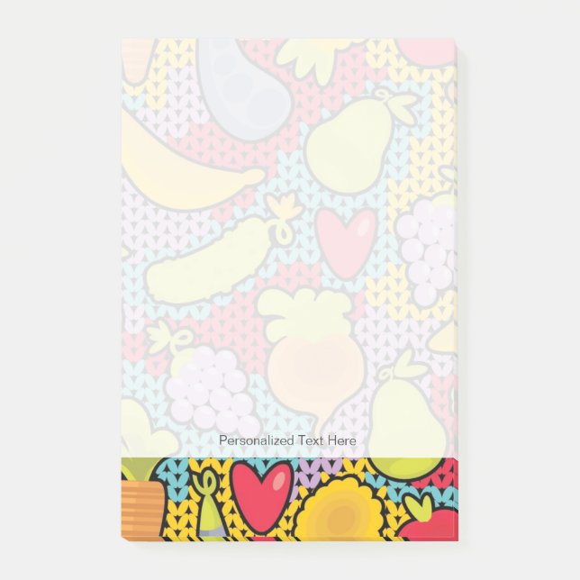 Pattern with fruits and vegetables post-it notes (Front)