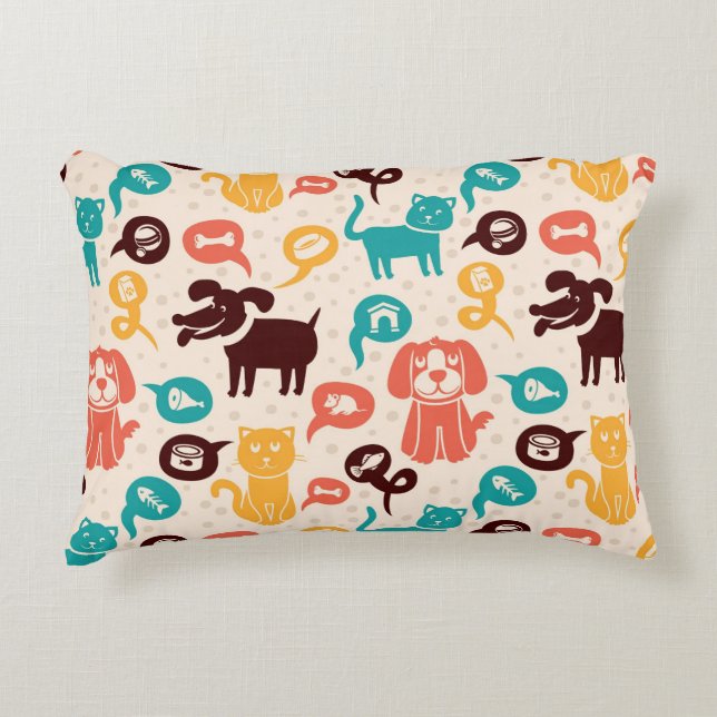 Pattern With Funny Cats And Dogs Accent Pillow (Front)