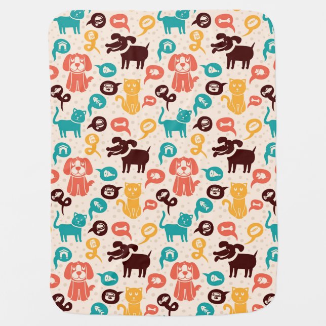 Pattern With Funny Cats And Dogs Baby Blanket (Front)