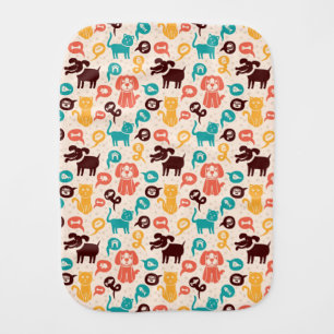 Pattern With Funny Cats And Dogs Baby Burp Cloth