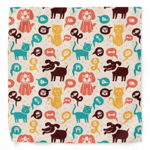 Pattern With Funny Cats And Dogs Bandana
