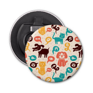 Pattern With Funny Cats And Dogs Bottle Opener