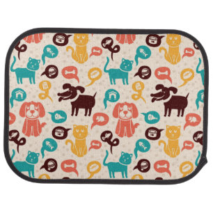 Pattern With Funny Cats And Dogs Car Mat