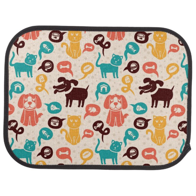 Pattern With Funny Cats And Dogs Car Mat (Rear)