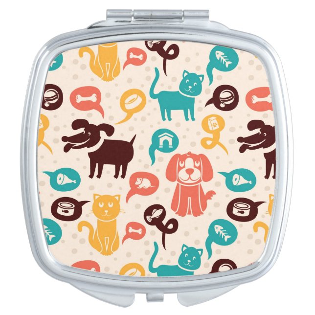 Pattern With Funny Cats And Dogs Compact Mirror (Front)