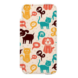 Pattern With Funny Cats And Dogs Wallet Case For iPhone SE/5/5s