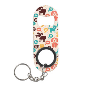Pattern With Funny Cats And Dogs Keychain Bottle Opener
