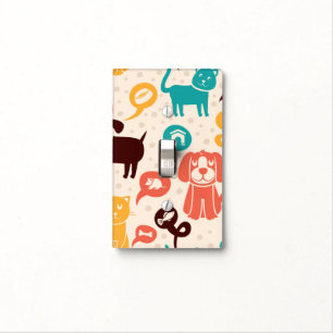 Pattern With Funny Cats And Dogs Light Switch Cover