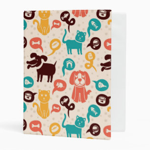 Pattern With Funny Cats And Dogs Mini Binder