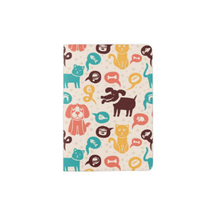 Pattern With Funny Cats And Dogs Passport Holder