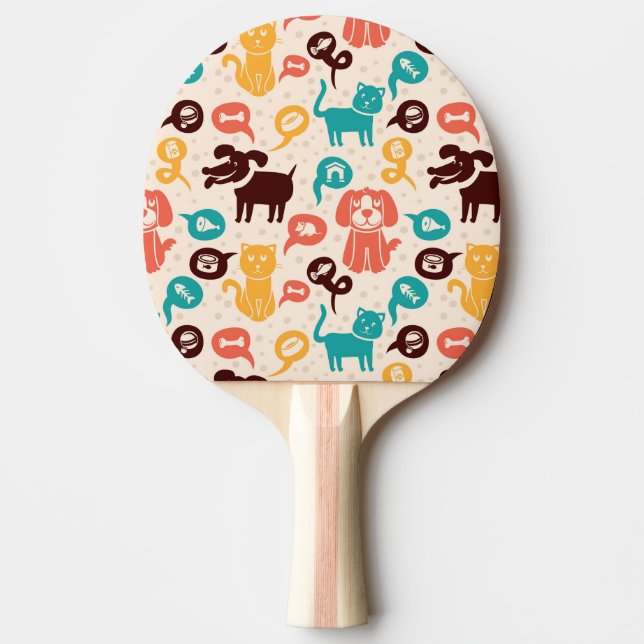 Pattern With Funny Cats And Dogs Ping-Pong Paddle (Front)