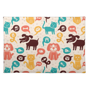 Pattern With Funny Cats And Dogs Placemat