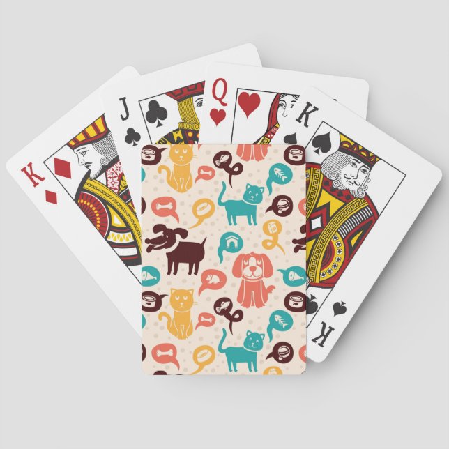 Pattern With Funny Cats And Dogs Poker Cards (Back)