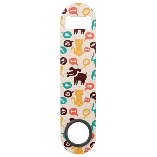 Pattern With Funny Cats And Dogs Speed Bottle Opener (Front)
