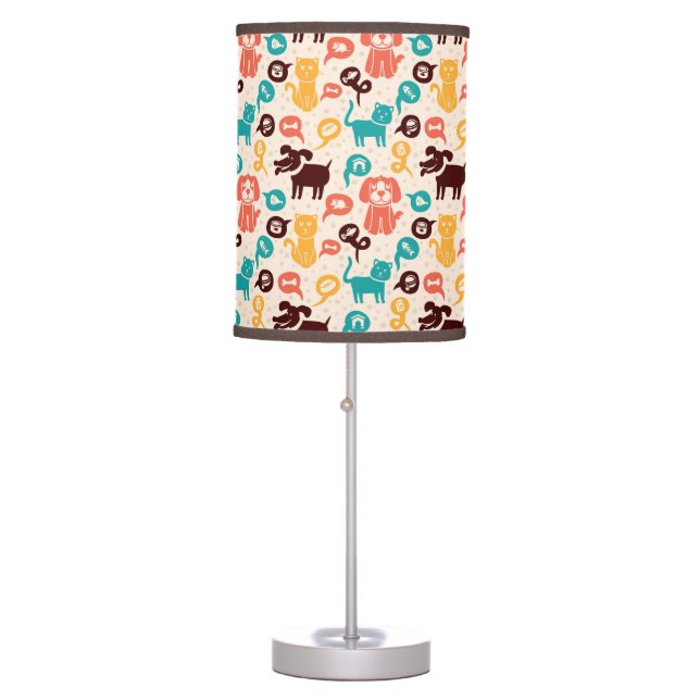 Pattern With Funny Cats And Dogs Table Lamp (Front)